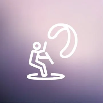 Skydiving thin line icon Stock Illustration