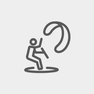 Skydiving thin line icon Illustration