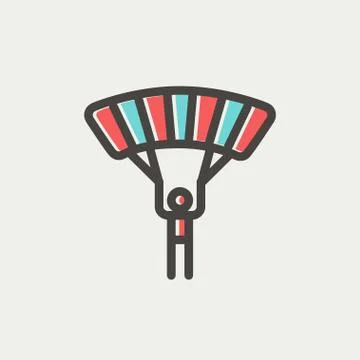 Skydiving thin line icon Stock Illustration