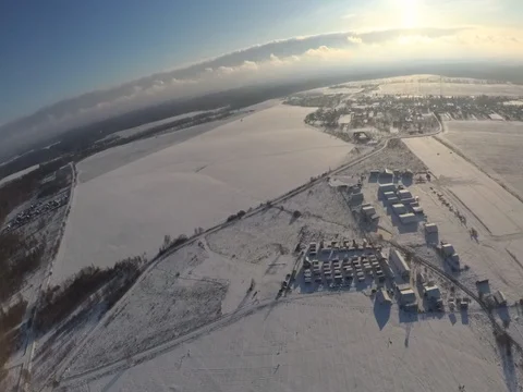 Skydiving. Winter landing. Video stock 84070055
