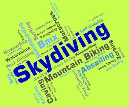 Skydiving Word Means Free Falling And Parachutes Stock Illustration