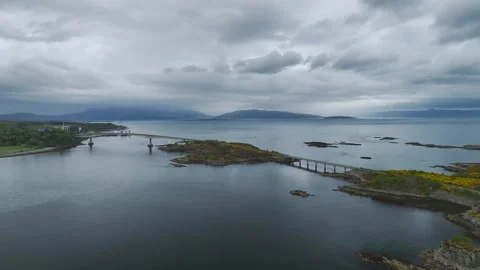 Skye Bridge over Loch Alsh from a drone, Kyle of Lochalsh, Isle of Skye, UK Stock-Footage 308425552