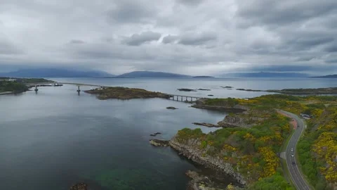Skye Bridge over Loch Alsh from a drone, Kyle of Lochalsh, Isle of Skye, UK Stockbeeldmateriaal 308425572