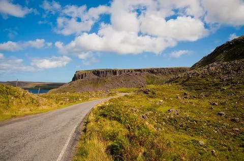 Skye hillside and road Stock Photos
