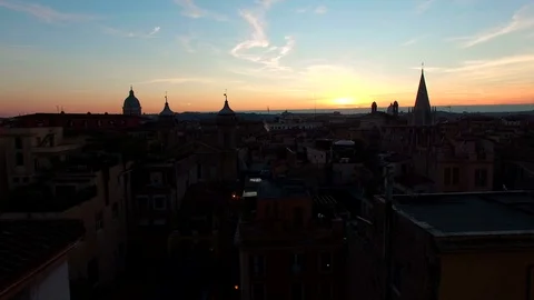 Skyline Aerial drone of Rome video shots during sunset, evening. Stock Footage