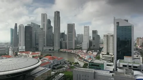 Skyline and Financial district, Singapore Stock Footage