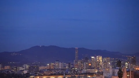 The skyline of Barcelona, Spain Stock Footage 124126631