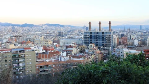 The skyline of Barcelona, Spain Stock Footage 124126659