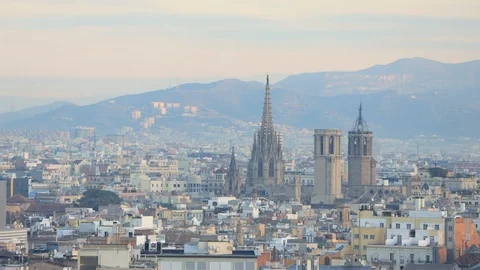 The skyline of Barcelona, Spain Stock Footage 124126663