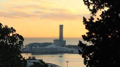 The skyline of Barcelona, Spain Stock Footage 124126675