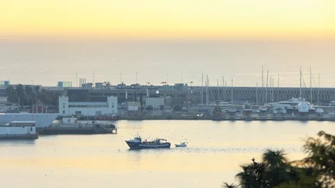 The skyline of Barcelona, Spain Stock Footage 124126694