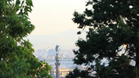 The skyline of Barcelona, Spain Stock Footage 124126697