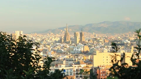 The skyline of Barcelona, Spain Stock Footage 124126708