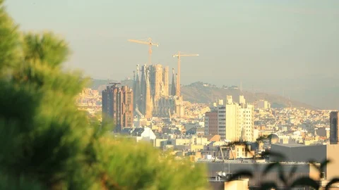 The skyline of Barcelona, Spain Stock Footage 124126713