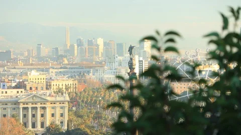 The skyline of Barcelona, Spain Stock Footage 124126727