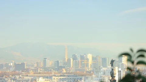 The skyline of Barcelona, Spain Stock Footage 124126737