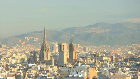 The skyline of Barcelona, Spain Stock Footage 124126738