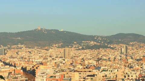 The skyline of Barcelona, Spain Stock Footage 124126749