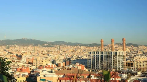 The skyline of Barcelona, Spain Stock Footage 124126750