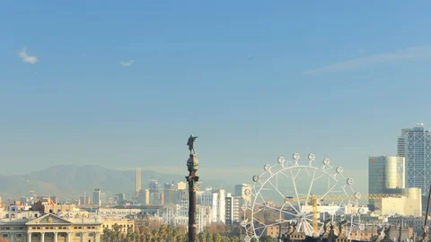 The skyline of Barcelona, Spain Stock Footage 124126751