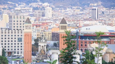 The skyline of Barcelona in Spain Stock Footage 126319861
