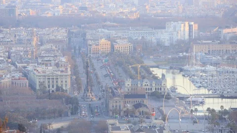 The skyline of Barcelona, Spain Stock Footage 126320057