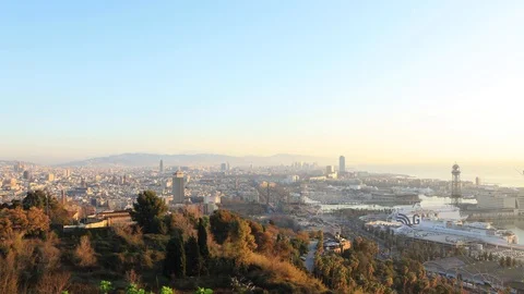 The skyline of Barcelona, Spain Stock Footage 126320099