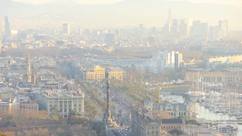 The skyline of Barcelona, Spain Stock Footage 126320112
