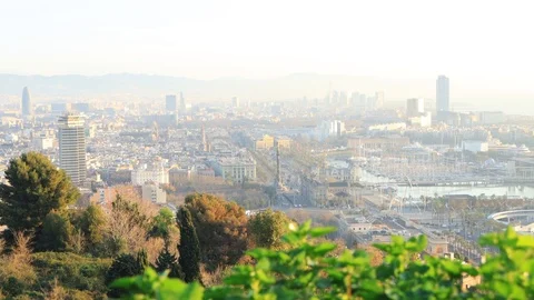 The skyline of Barcelona, Spain Stock Footage 126320130