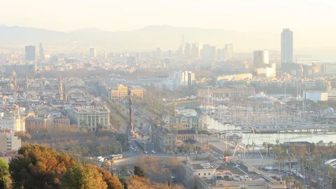 The skyline of Barcelona, Spain Stock Footage 126320145