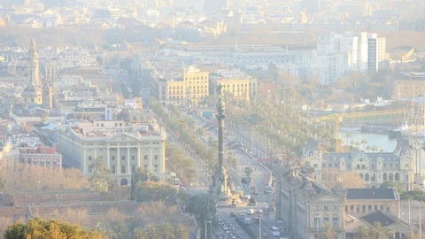 The skyline of Barcelona, Spain Stock Footage 126320150