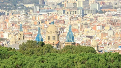 The skyline of Barcelona in Spain Stock Footage 126320178