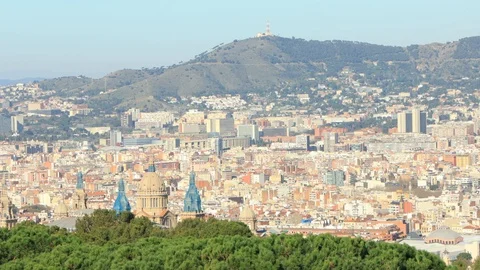 The skyline of Barcelona in Spain Stock Footage 126320189