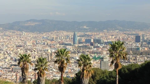 The skyline of Barcelona in Spain Stock Footage 126320205