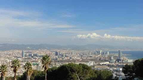 The skyline of Barcelona in Spain Stock Footage 126320207