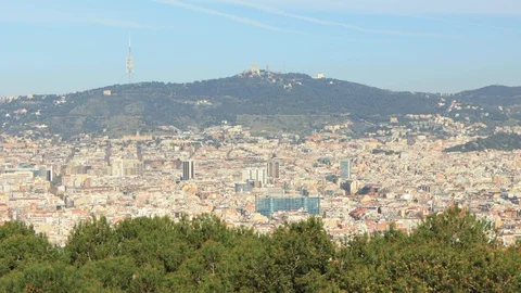 The skyline of Barcelona in Spain Stock Footage 126320211