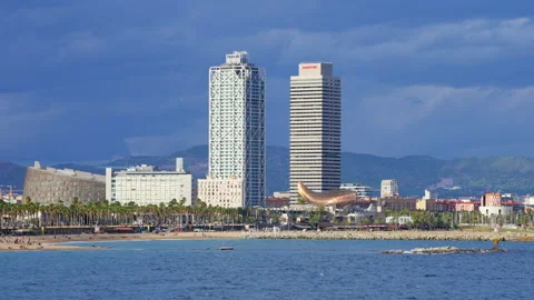 Skyline of Barcelona from w Video stock 218012995