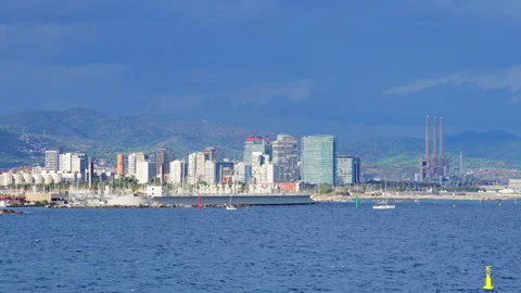 Skyline of Barcelona from w Video stock 218017175