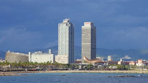 Skyline of Barcelona from w Video stock 218023637