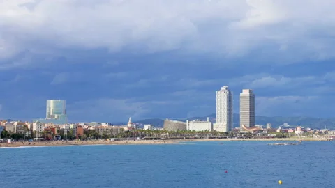 Skyline of Barcelona from w Video stock 218023693