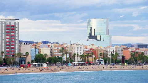 Skyline of Barcelona from w Video stock 218147269