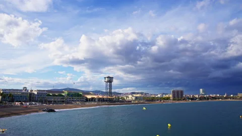 Skyline of Barcelona from w Video stock 218255106