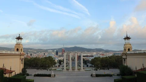 The skyline of Barcelona,Spain Stock Footage 116659280