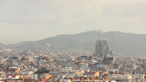 The skyline of Barcelona,Spain Stock Footage 116659283