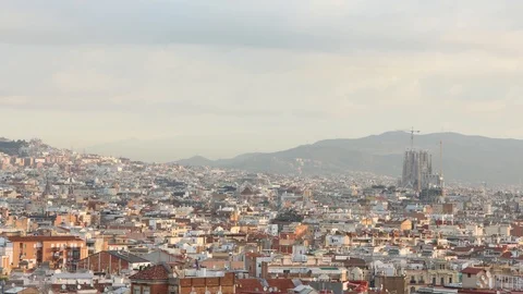 The skyline of Barcelona,Spain Stock Footage 116659285