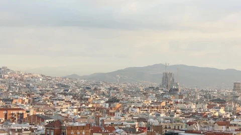 The skyline of Barcelona,Spain Stock Footage 116659286