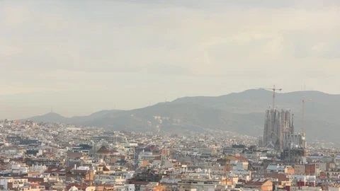 The skyline of Barcelona,Spain Stock Footage 116659293