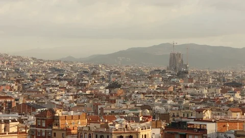 The skyline of Barcelona,Spain Stock Footage 116659342