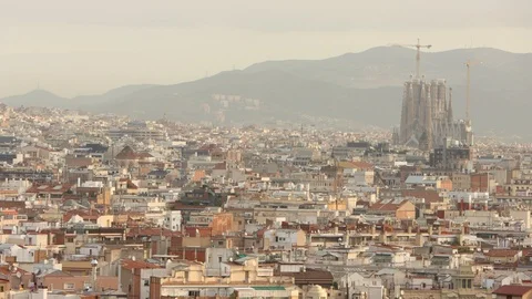 The skyline of Barcelona,Spain Stock Footage 116659347