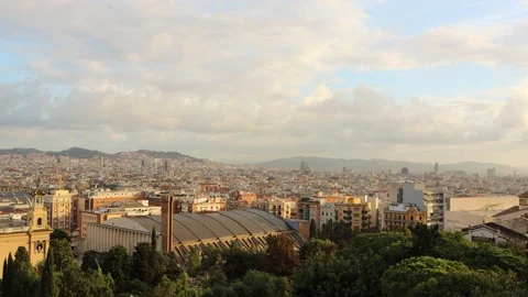 The skyline of Barcelona,Spain Stock Footage 116659349